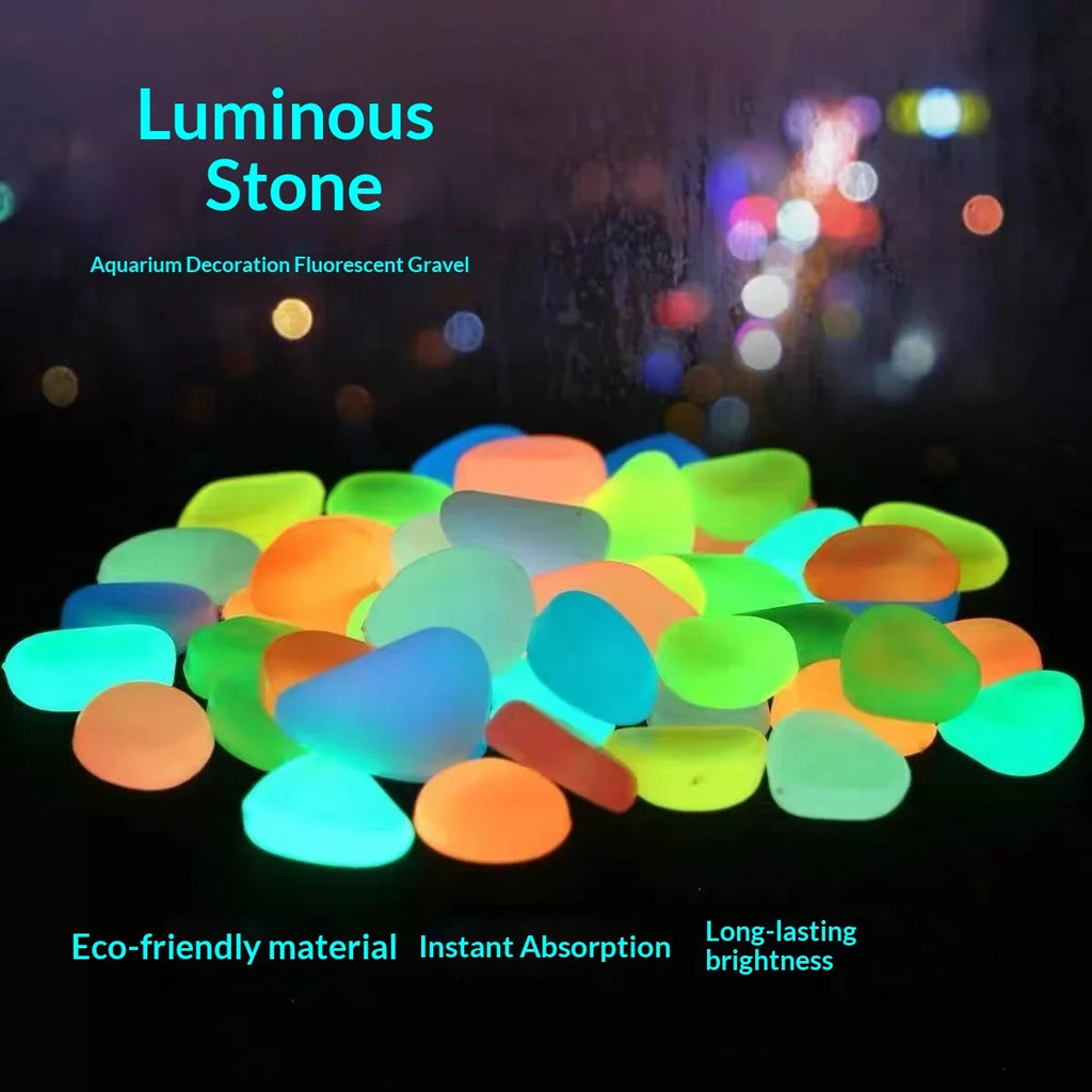 100Pcs Glow in The Dark Garden Pebbles for Fish Tank Aquarium