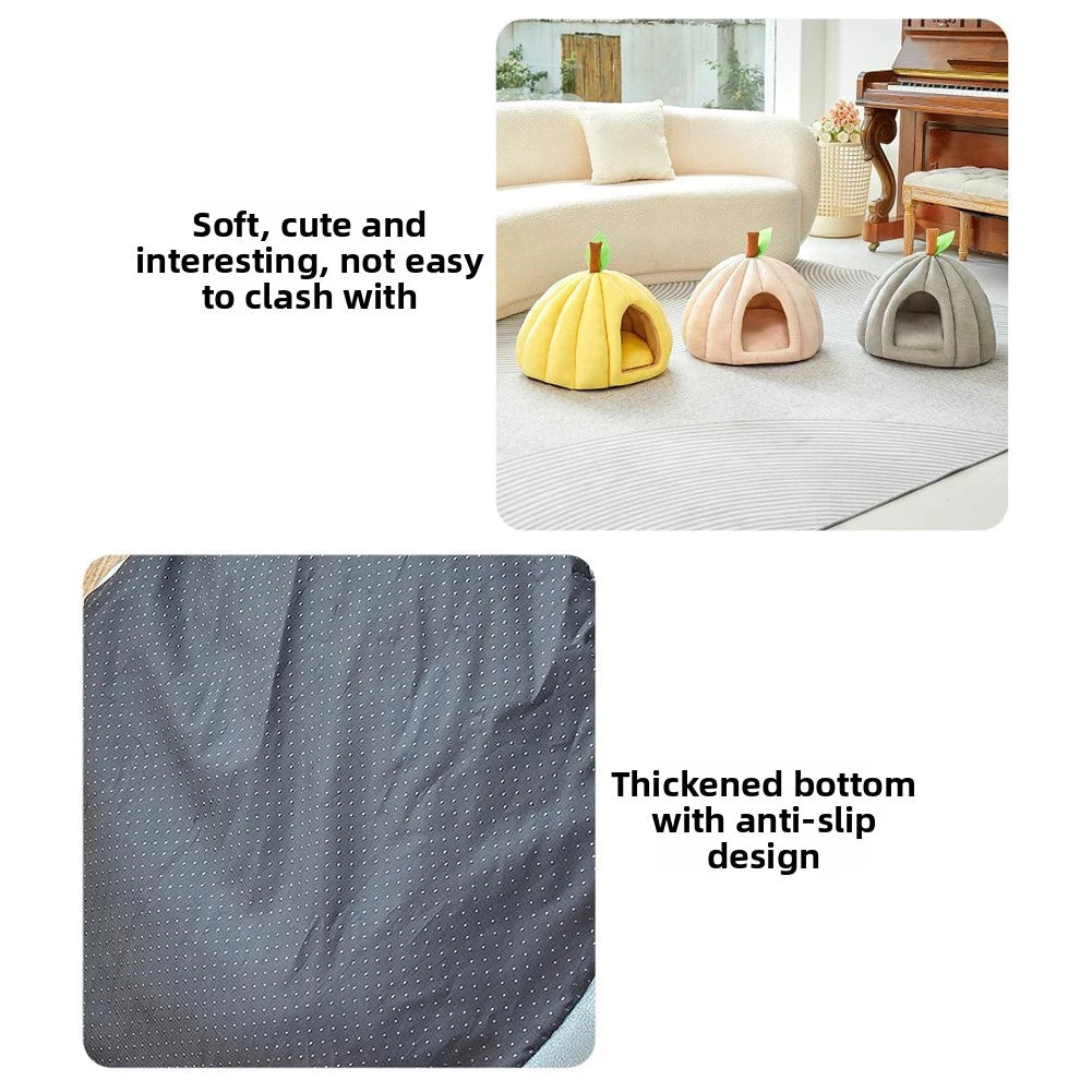 Plush Calming Thickened Warming Pet Bed Sofa Non-Slip Bottom Prevents Sliding Pet Bed For Cold Floors Cozy Nook For Bedroom