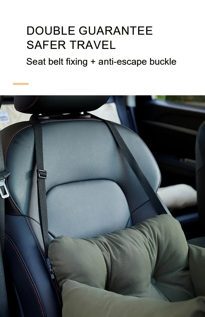 Non-Slip Pet Car Seat with Safety Belt, Washable Travel Carrier with Secure Straps for Safe Car