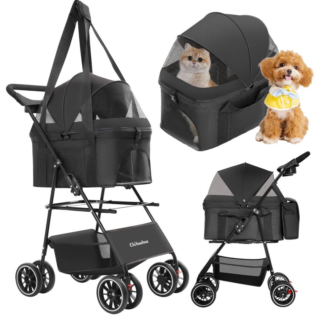 3 in 1 Portable Foldable Pet Stroller for Medium Dogs Cats