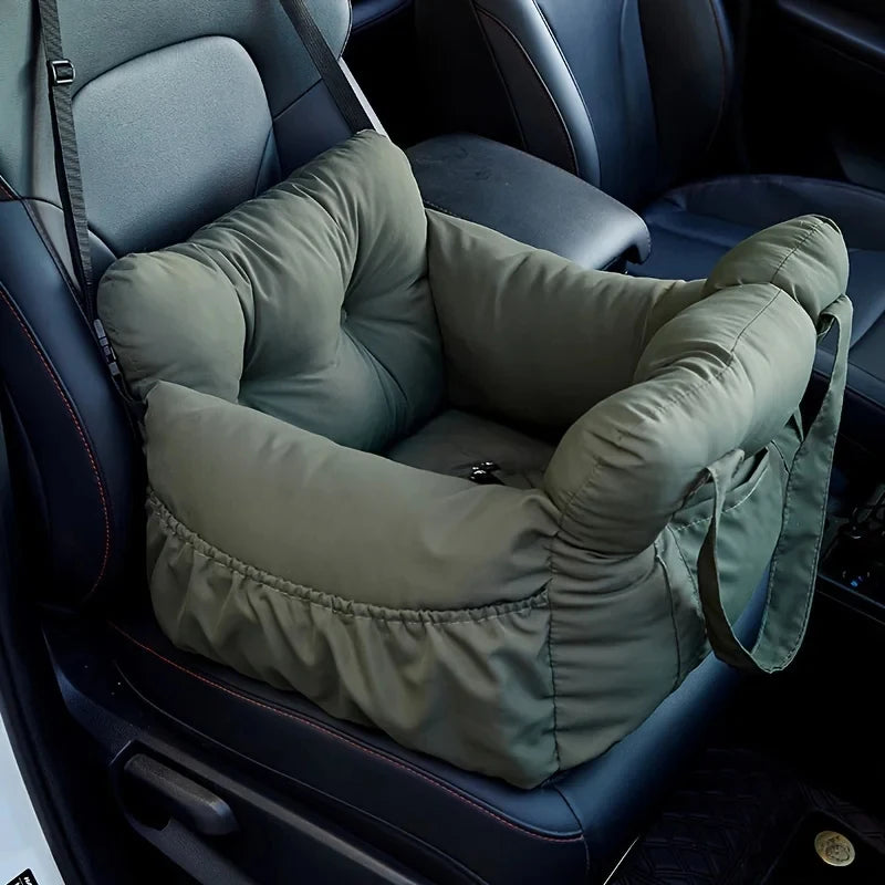Non-Slip Pet Car Seat with Safety Belt, Washable Travel Carrier with Secure Straps for Safe Car