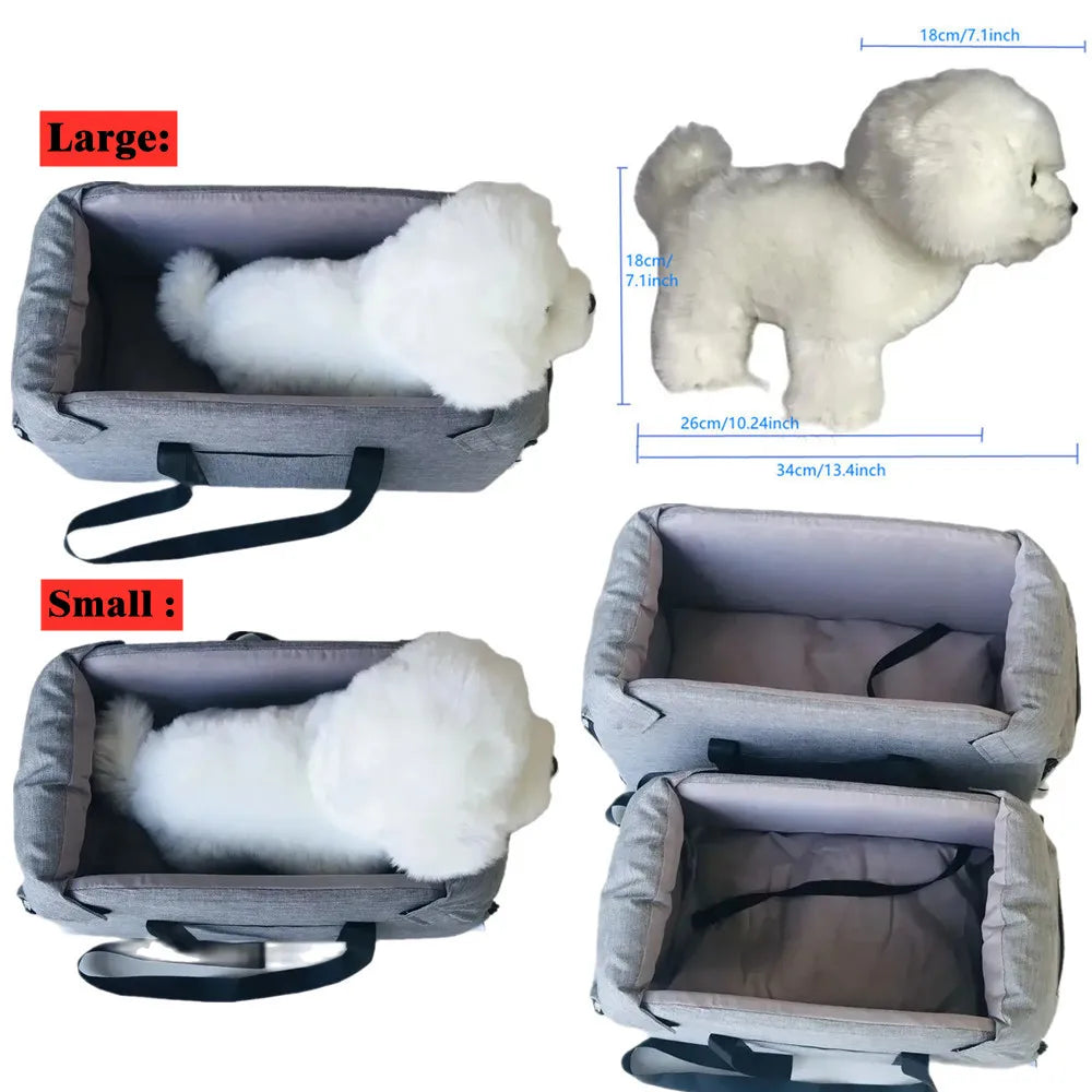 Portable Console Booster Car Seat & Carrier for Small Dogs & Cats