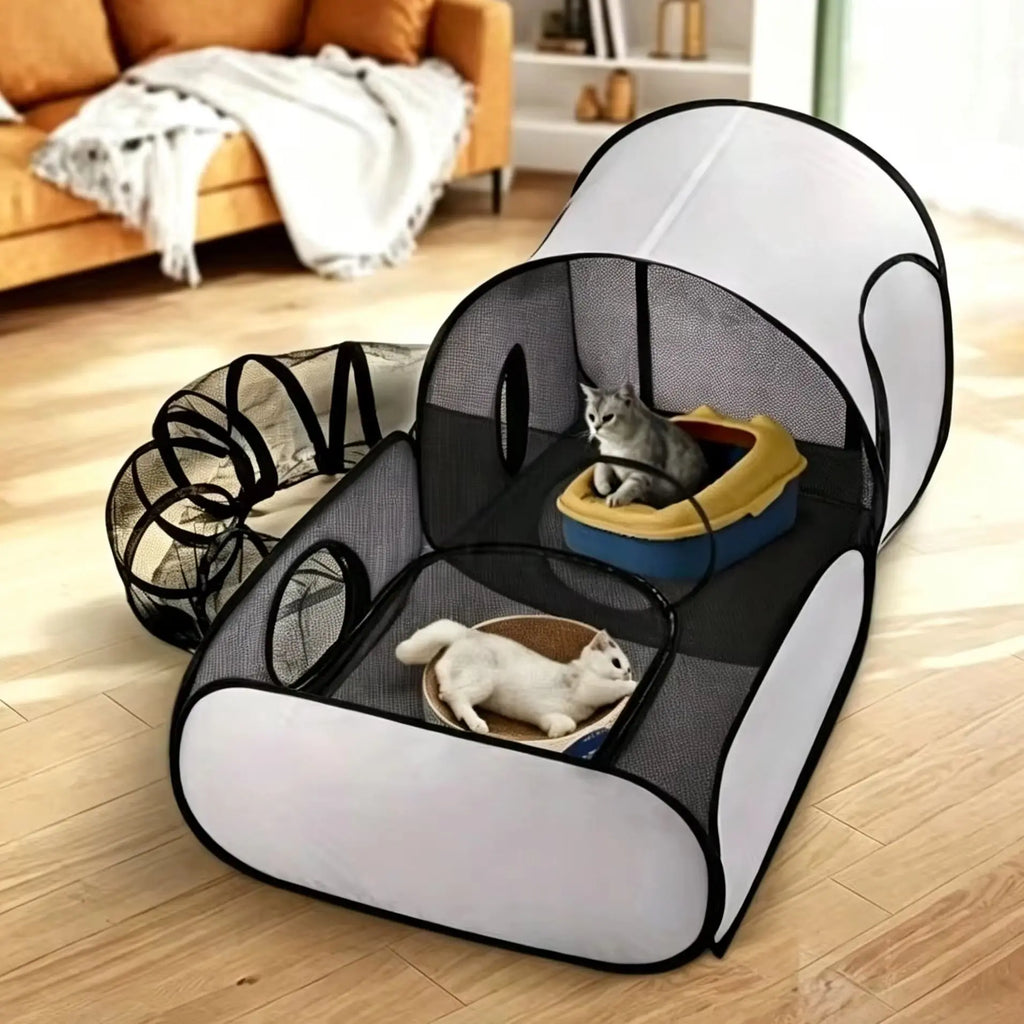 Foldable Cat Tent with Tunnel