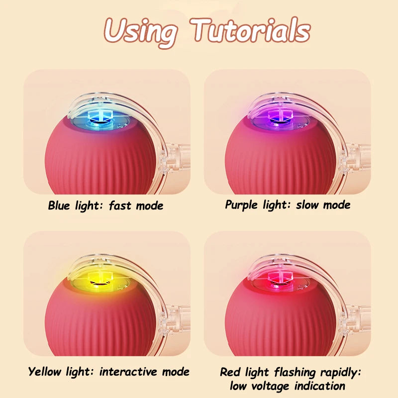 2Pcs Cat Interactive Automatic Rolling Ball w/ Tail, Rechargeable